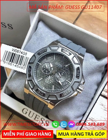 Đồng Hồ Nam Guess Chronograph Thể Thao Dây Cao Su Xám (45mm)