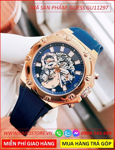 Đồng hồ Nam Guess Thể Thao Chronograph Dây Silicone Xanh (45mm)