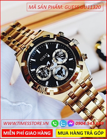 Đồng Hồ Nam Guess Mặt Tròn Chronograph 6 Kim Dây Kim Loại (44mm)