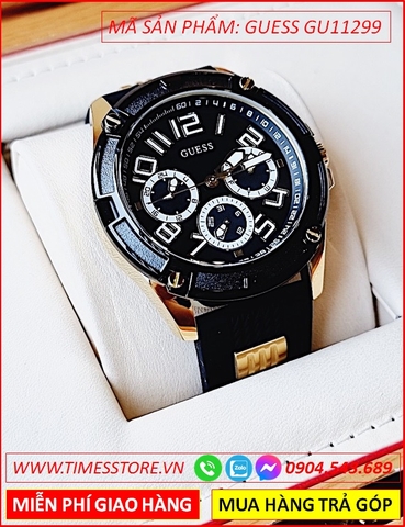 Đồng hồ Nam Guess Thể Thao Chronograph Full Đen Dây Silicone (45mm)