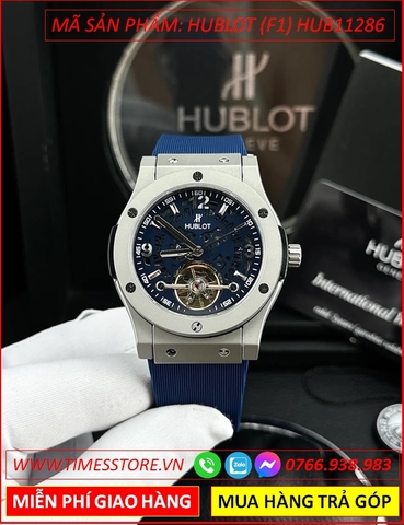 Đồng Hồ Nam Hublot F1 Automatic Mặt Tròn Lộ Máy Dây Silicone Xanh (42mm)