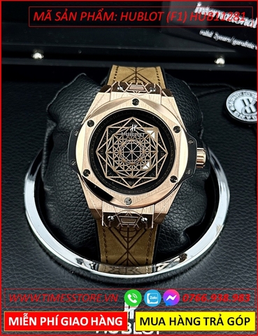 Đồng Hồ Nam Hublot F1 Classic Big Bang Bleu Rose Gold Dây Silicone Nâu (45mm)