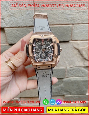 Đồng Hồ Nam Hublot F1 Senna Champion 88 Rose Gold Dây Da Xám Bọc Silicone (43x45mm)