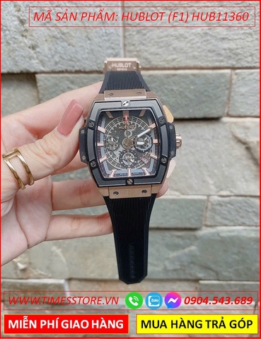 Đồng Hồ Nam Hublot F1 Senna Champion 88 Mặt Chữ Nhật Rose Gold Dây Silicone (43x45mm)