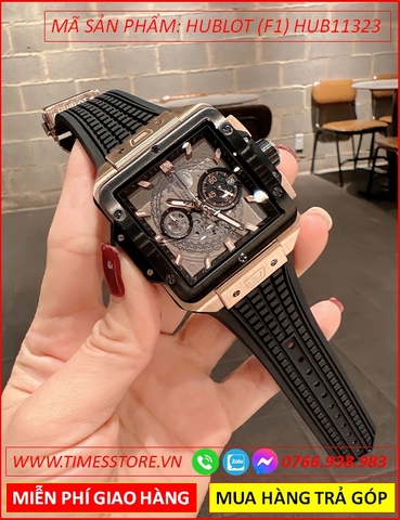 Đồng Hồ Nam Hublot F1 Square Bang Mặt Vuông Rose Gold Dây Silicone (42x42mm)