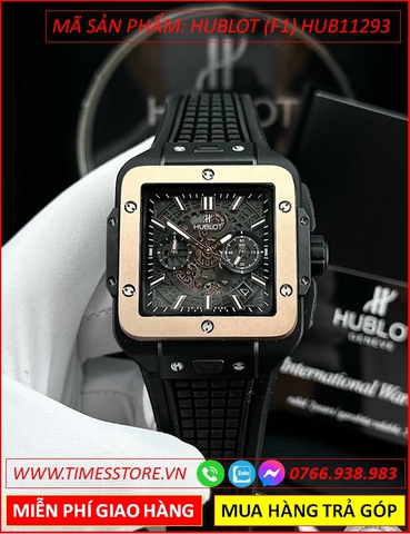 Đồng Hồ Nam Hublot F1 Square Bang Rose Gold Dây Silicone Đen (42x42mm)