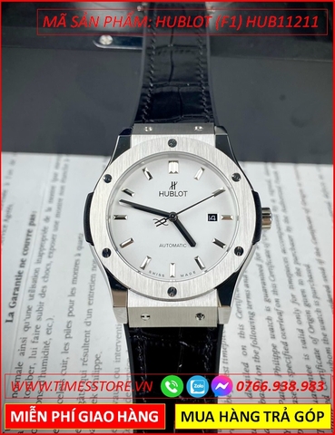 Đồng Hồ Nam Hublot F1 Geneve Automatic Mặt Trắng Dây Cao Su Bọc Da (42mm)