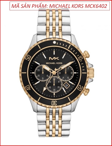 Đồng Hồ Nam Michael Kors Bayville Chronograph Mặt Đen Dây Demi (44mm)