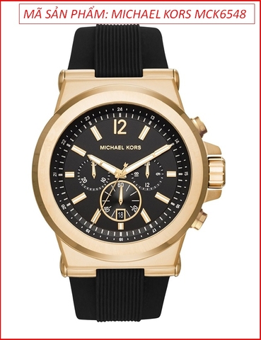 Đồng Hồ Nam Michael Kors Dylan Mặt Chronograph Vàng Gold Dây Silicone (48mm)