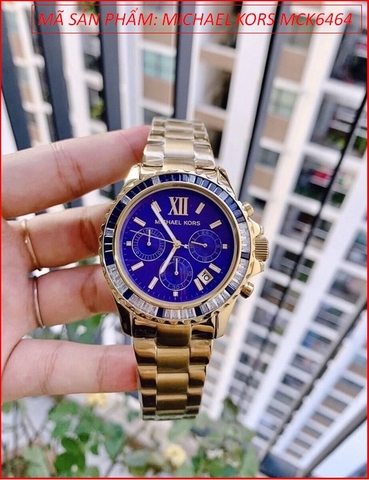 Đồng Hồ Nam Michael Kors Everest Mặt Xanh Dây Vàng Gold (42mm)