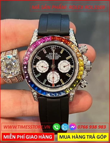 Đồng Hồ Nam Rolex F1 Automatic Daytona Rainbow Dây Silicone (41mm)