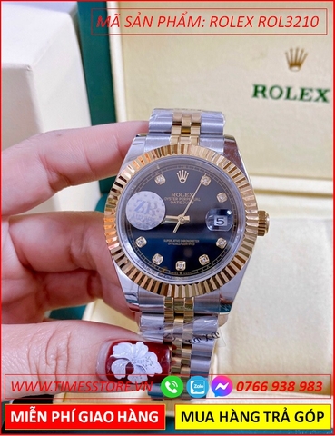 Đồng Hồ Nam Rolex F1 Automatic Mặt Đen Niềng Khía Dây Demi (41mm)