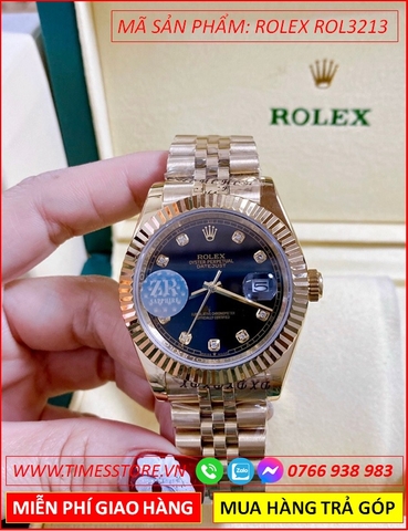 Đồng Hồ Nam Rolex F1 Automatic Mặt Đen Niềng Khía Dây Vàng Gold (41mm)