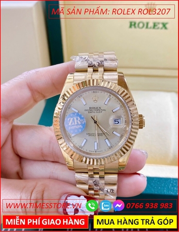 Đồng Hồ Nam Rolex F1 Automatic Mặt Niềng Khía Dây Vàng Gold (41mm)