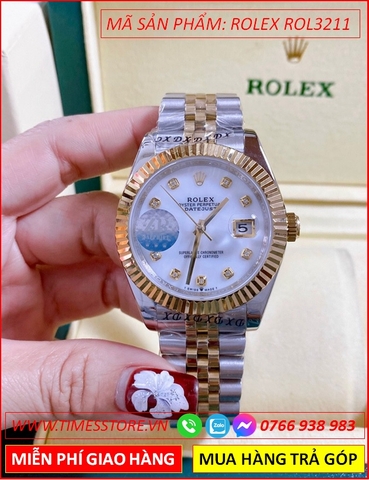 Đồng Hồ Nam Rolex F1 Automatic Mặt Trắng Niềng Khía Dây Demi (41mm)