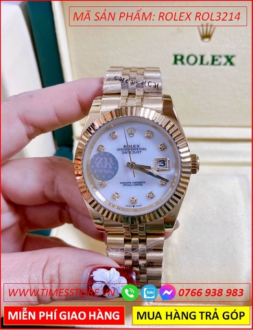 Đồng Hồ Nam Rolex F1 Automatic Mặt Trắng Niềng Khía Dây Vàng Gold (41mm)