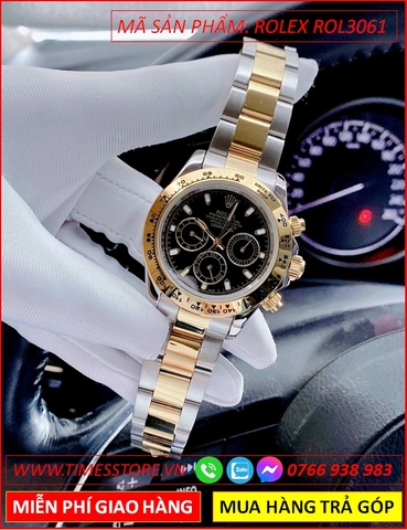 Đồng Hồ Nam Rolex F1 Daytona Automatic Mặt Đen Dây Demi (40mm)