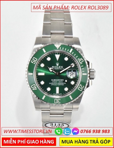 Đồng Hồ Nam Rolex Submariner Automatic Mặt Xanh Lá Dây Kim Loại (41mm)