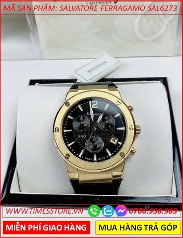 Đồng Hồ Nam Salvatore Ferragamo F80 Chronograph Vàng Gold Dây Da (44mm)