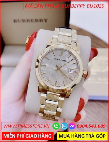 Đồng Hồ Nữ Burberry The City Mặt Tròn Dây Vàng Gold (34mm)