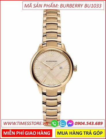 Đồng Hồ Nữ Burberry The Classic Round Mặt Tròn Dây Vàng Gold (32mm)