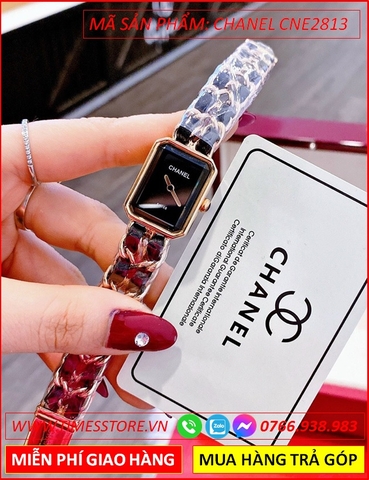 Đồng Hồ Nữ Chanel Premiere Chain Mặt Chữ Nhật Đen Dây Xích Rose Gold (20x26mm)