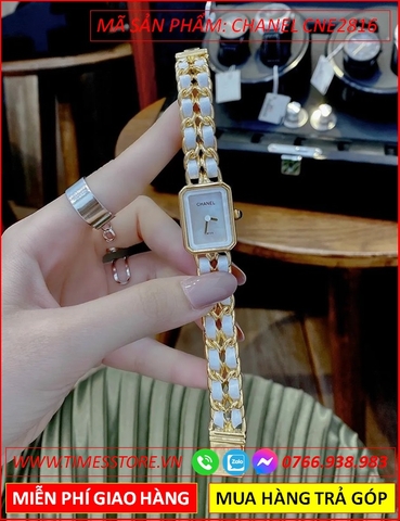 Đồng Hồ Nữ Chanel Premiere Chain Mặt Chữ Nhật Trắng Dây Xích Gold (20x26mm)