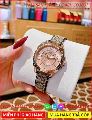 Đồng Hồ Nữ Coach Boyfriend Mặt Rose Gold Dây Da Logo (34mm)