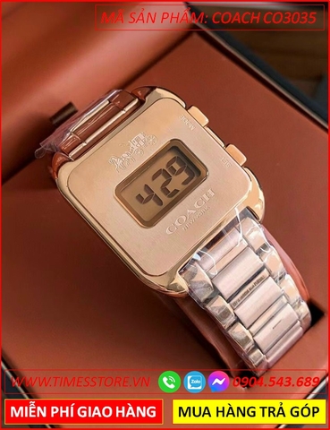 Đồng Hồ Nữ Coach Điện Tử Mặt Vuông Dây Rose Gold (30mm)