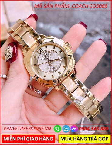 Đồng Hồ Nữ Coach Mặt Tròn Dây Kim Loại Vàng Gold (35mm)