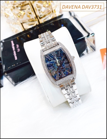 Đồng hồ Nữ Davena Mặt Chữ Nhật Dây Kim Loại Full Đá Swarovski (32mm)