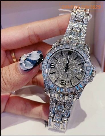 Đồng hồ Nữ Davena mặt tròn đính đá Swarovski Xinh Sang (34mm)