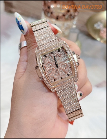 Đồng hồ Nữ Davena Mặt Xoay Swarovski Rose Gold size lớn (36mm)