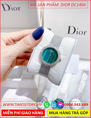 Đồng Hồ Nữ Dior Satine Mặt Xanh Ngọc Xà Cừ Dây Mesh Lưới (30mm)