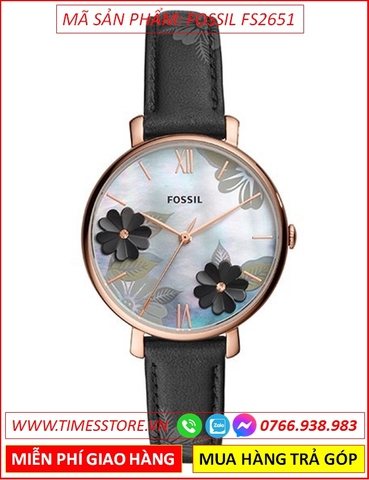 Đồng Hồ Nữ Fossil Jacqueline Mặt Tròn Hoa 3D Dây Da (36mm)