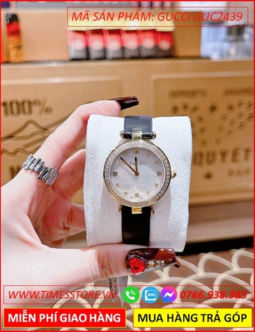 Đồng Hồ Nữ Gucci Diamantissima Đính Đá Vàng Gold Dây Da (32mm)