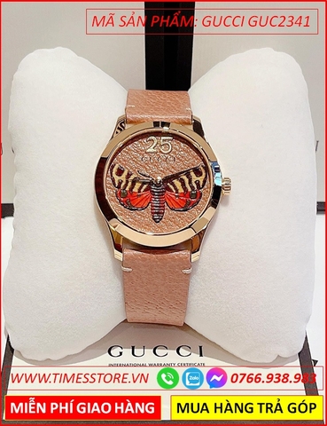 Đồng Hồ Nữ Gucci G Timeless Butterfly Mặt Con Bướm Dây Da Nâu (38mm)