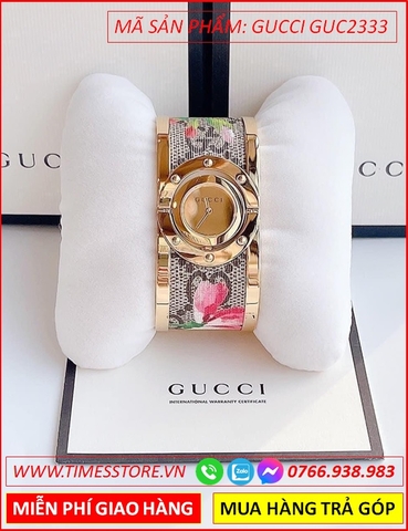 Đồng Hồ Nữ Gucci G Twirt Bloom Mặt Tròn Dây Kim Loại Vàng Gold (23,5mm)