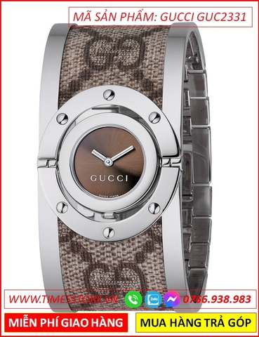 Đồng Hồ Nữ Gucci G Twirt Mặt Nâu Dây Kim Loại (23,5mm)