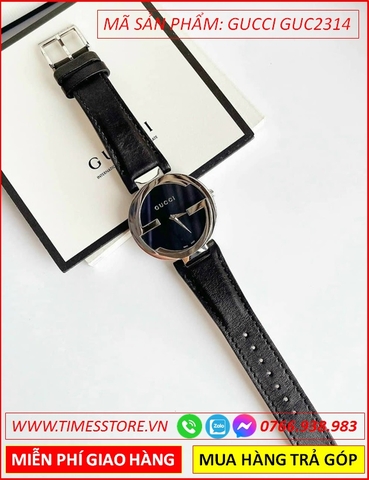 Đồng Hồ Nữ Gucci Interlocking Lady Mặt Tròn Đen Dây Da (29mm)