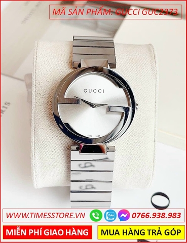 Đồng Hồ Nữ Gucci Interlocking Mặt Tròn Trắng Dây Kim Loại (29mm)