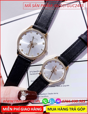 Đồng Hồ Nữ Gucci Timeless Mặt Trắng Vàng Gold Dây Da (29mm-36mm)