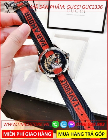 Đồng Hồ Nữ Gucci Unisex Mặt Sói Dây Nato 2 Màu (38mm)