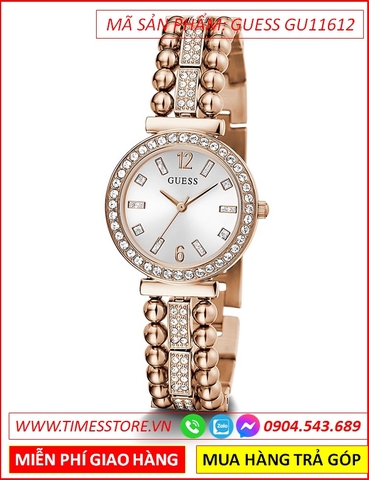 Đồng Hồ Nữ Guess Gala Đính Đá Dây Viền Hạt Rose Gold (30mm)