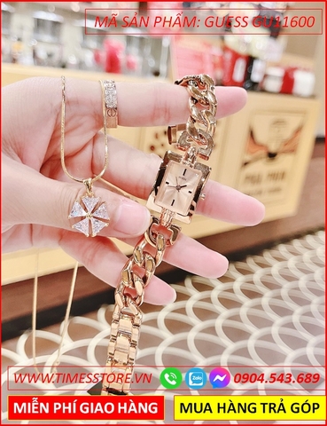 Đồng Hồ Nữ Guess Mặt Chữ Nhật Lắc Tay Rose Gold (26mm)