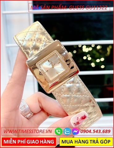 Đồng Hồ Nữ Guess Mặt Vuông Full Vàng Gold Dây Da Vàng (40mm)