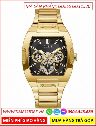 Đồng Hồ Nữ Guess Phoenix Mặt Đen 6 Kim Dây Full Vàng Gold (44mm)