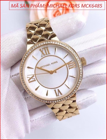 Đồng hồ Nữ Michael Kors Mặt Tròn Đính Đá Dây Vàng Gold (36mm)