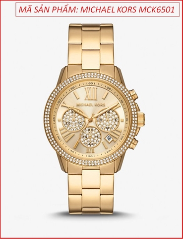 Đồng hồ Nữ Michael Kors Bryn Mặt 6 Kim Đính Đá Dây Vàng Gold (40mm)