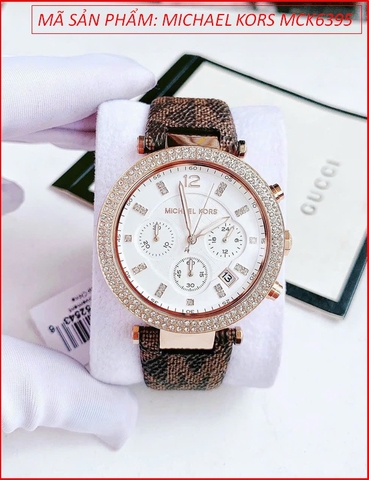 Đồng hồ Nữ Michael Kors Parker Chronograph Dây Da Nâu Logo (39mm)